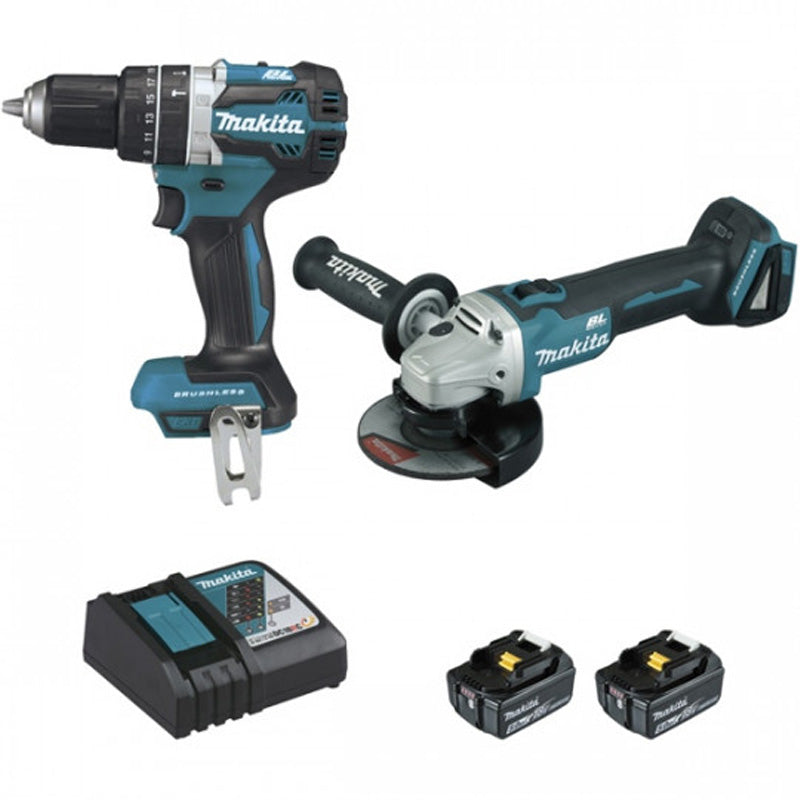 Pack de 2 outils MAKITA DLX2210TJ1 (DGA506 + DHP484 + BL1850×2 + DC18RC + MAK2&3)
