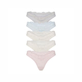 FITS EVERYBODY LACE DIPPED THONG 5-PACK | IVORY PEARL BOW MULTI