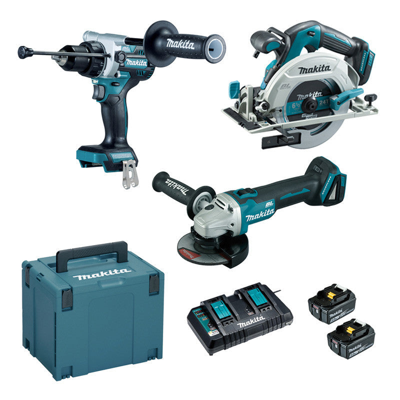 Pack de 3 machines 18V Li-Ion MAKITA DLX3178PTJ 5 Ah (DHP486 + DGA506 + DHS680)