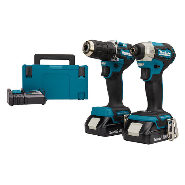 Pack de 2 outils MAKITA DLX2423AJ – 18V avec perceuse-visseuse DDF487 + visseuse à chocs DTD157 + 2 batteries 2 Ah + chargeur