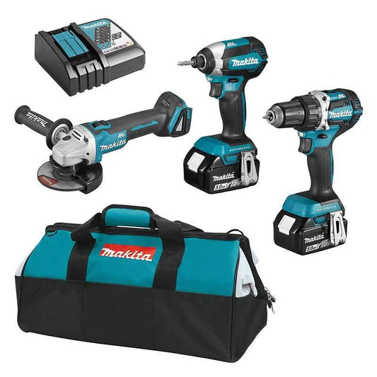 Pack de 3 outils MAKITA DLX3125TX1 (DDF484 + DTD153 + DGA506) 18V LXT Li-Ion (2 x 5 Ah)